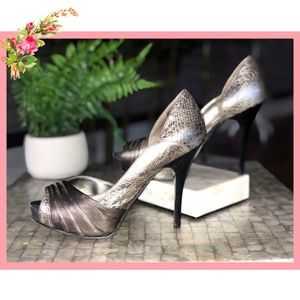 Guess Peep Toe High Heel Pump Gray Shoes